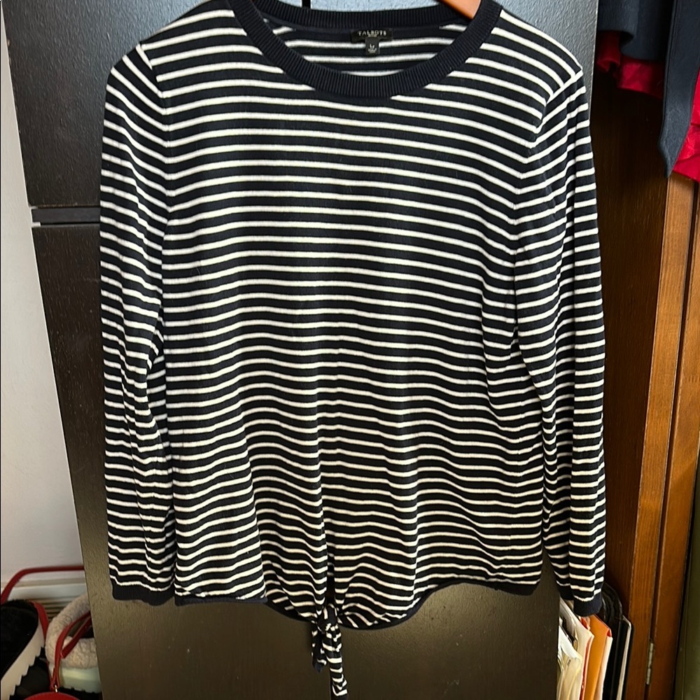 Talbots Navy Blue Long Sleeve Tie Front Sweater